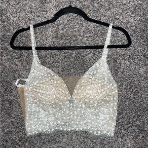 Beaded spaghetti strap top